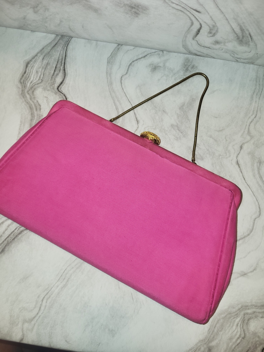 Hot Pink Satin Frame Clutch Handbag